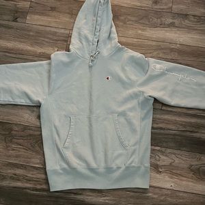 light blue champion hoodie